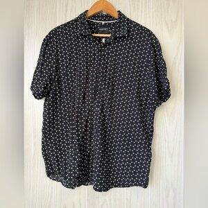 Denim & Flower by Ricky Singh Black Short Sleeve Button-Up Shirt Size XL